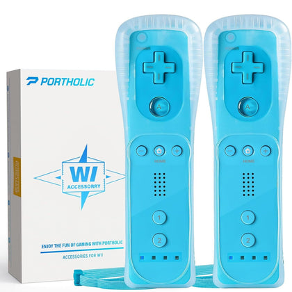 Wii Remote Controller,PORTHOLIC 2 Packs Upgrade Wii Wireless Controller Compatible with Nintendo Wii Wii U Console (Blue,2pcs)