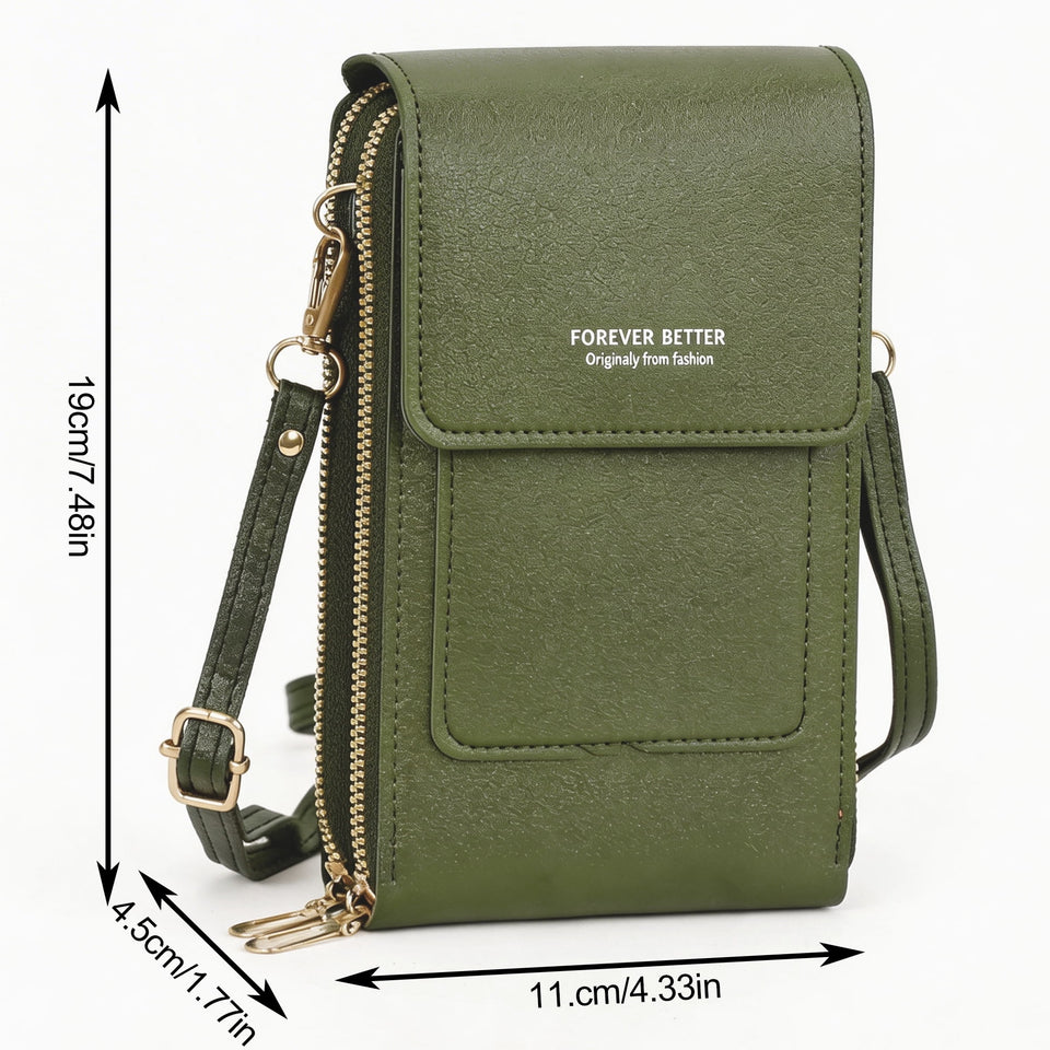 Cell Phone Bag, PU Leather Crossbody Cellphone Purse for Women, Touch Screen Cell Phone Pouch Holder Shoulder Bag RFID Blocking Wallet Handbag with Shoulder Strap