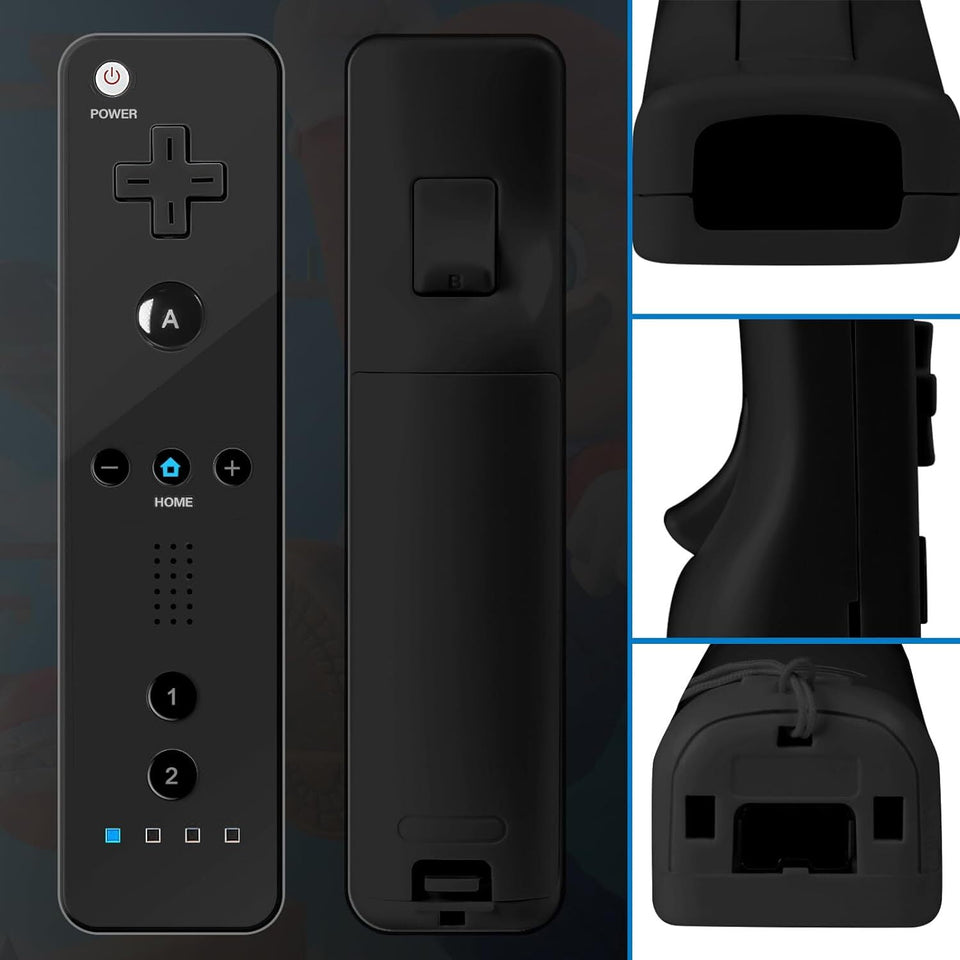 Wii Remote Controller,PORTHOLIC 2 Packs Upgrade Wii Wireless Controller Compatible with Nintendo Wii Wii U Console (Black,2pcs)