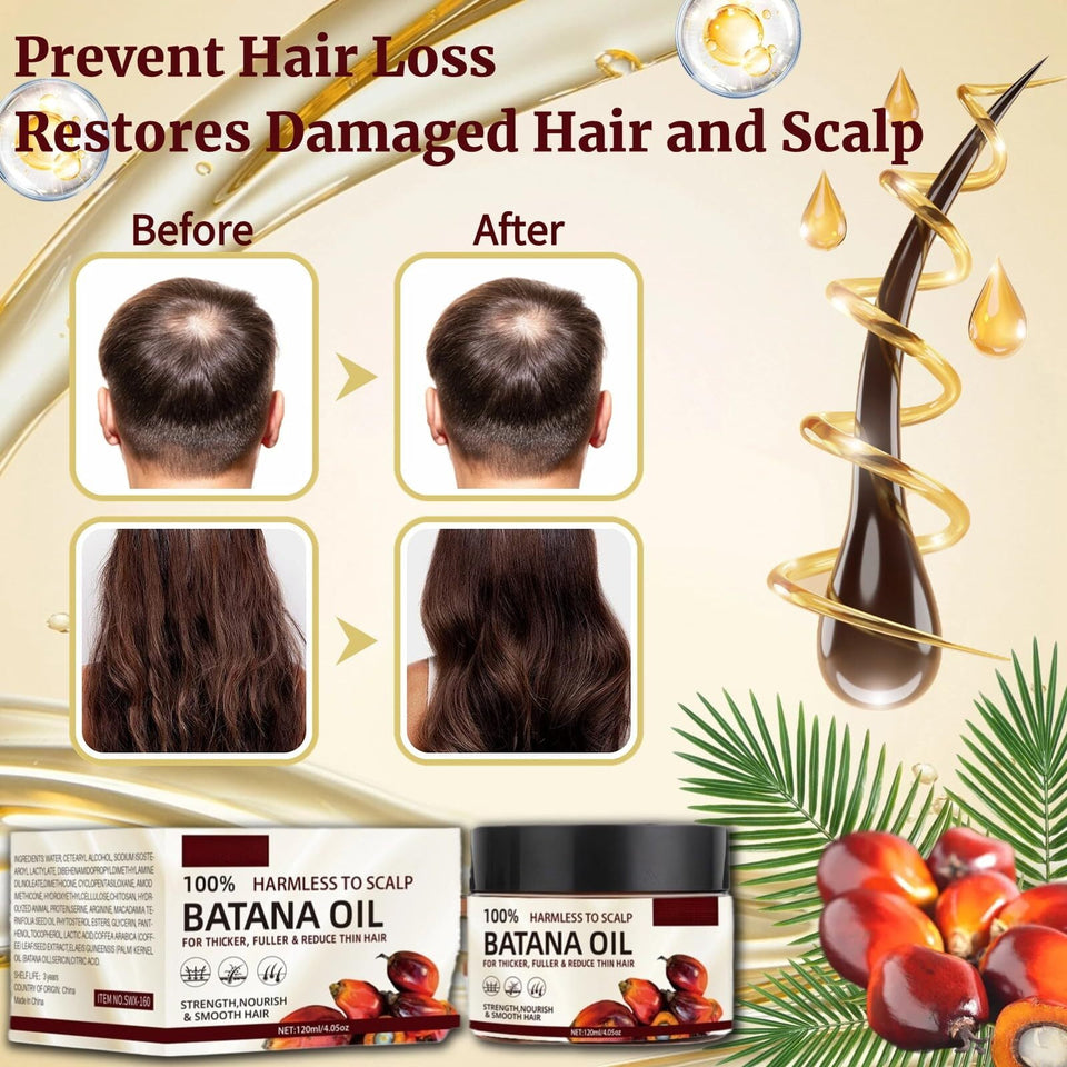 100% Raw Batana Oil for Hair, Natural Raw and Pure Unrefined Batana Oil Organic Hair Batana Oil(1pcs)
