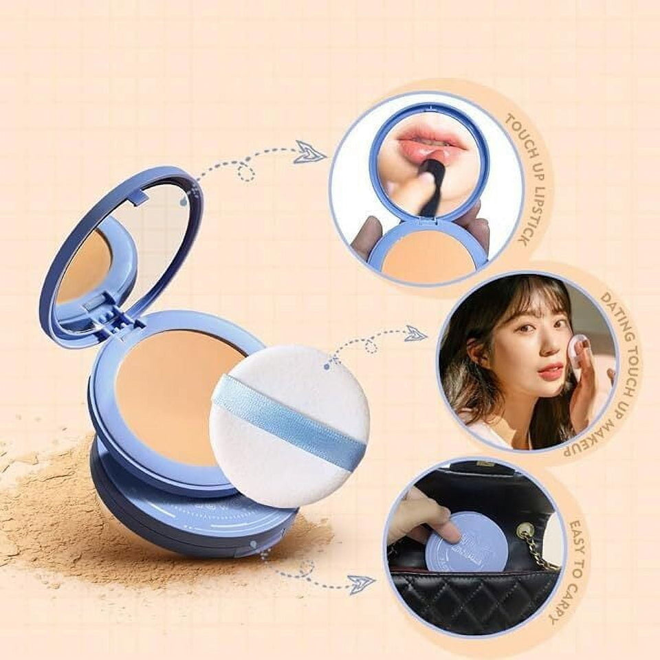 Matte Perfection Pressed Powder, Oil Control Face Pressed Powder, Waterproof Pressed Powder Makeup Compact (02-Natural beige, 10g)