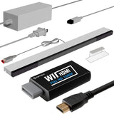 4 in 1 Wii Replacement Cables Set, PORTHOLIC Wii AC Power Adapter + Wii to hdmi Converter+ Wired Motion Sensor Bar and Composite Audio Video Cable for Nintendo Wii