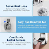 Suction Cup Shower Head Holder - 360° Adjustable, Adhesive Shower Head Hanger with Hook, Shower Handle/Wand/ Hose Bracket, Tool-Free Wall Mount for Handheld Showerheads, Fits Bathroom and RV