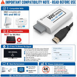 4 in 1 Wii Replacement Cables Set, PORTHOLIC Wii AC Power Adapter + Wii to hdmi Converter+ Wired Motion Sensor Bar and Composite Audio Video Cable for Nintendo Wii