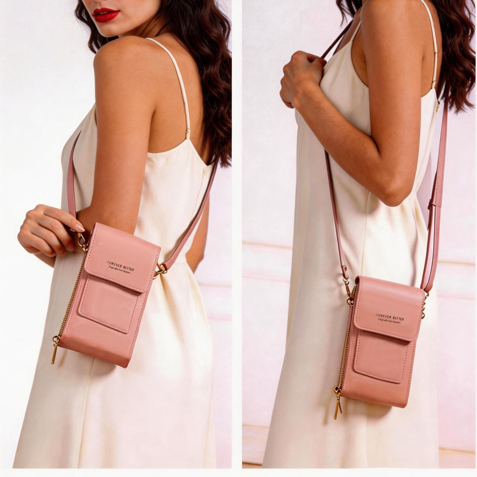 Cell Phone Bag, PU Leather Crossbody Cellphone Purse for Women, Touch Screen Cell Phone Pouch Holder Shoulder Bag RFID Blocking Wallet Handbag with Shoulder Strap