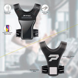 Running Vest with Cellphone Holder, PORTHOLIC Reflective Warnwest with Visible Phone Pouch, Adjustable Waistband and Muti-pockets for Sport, Jogging, Cycling, Walk the dog(BLACK)