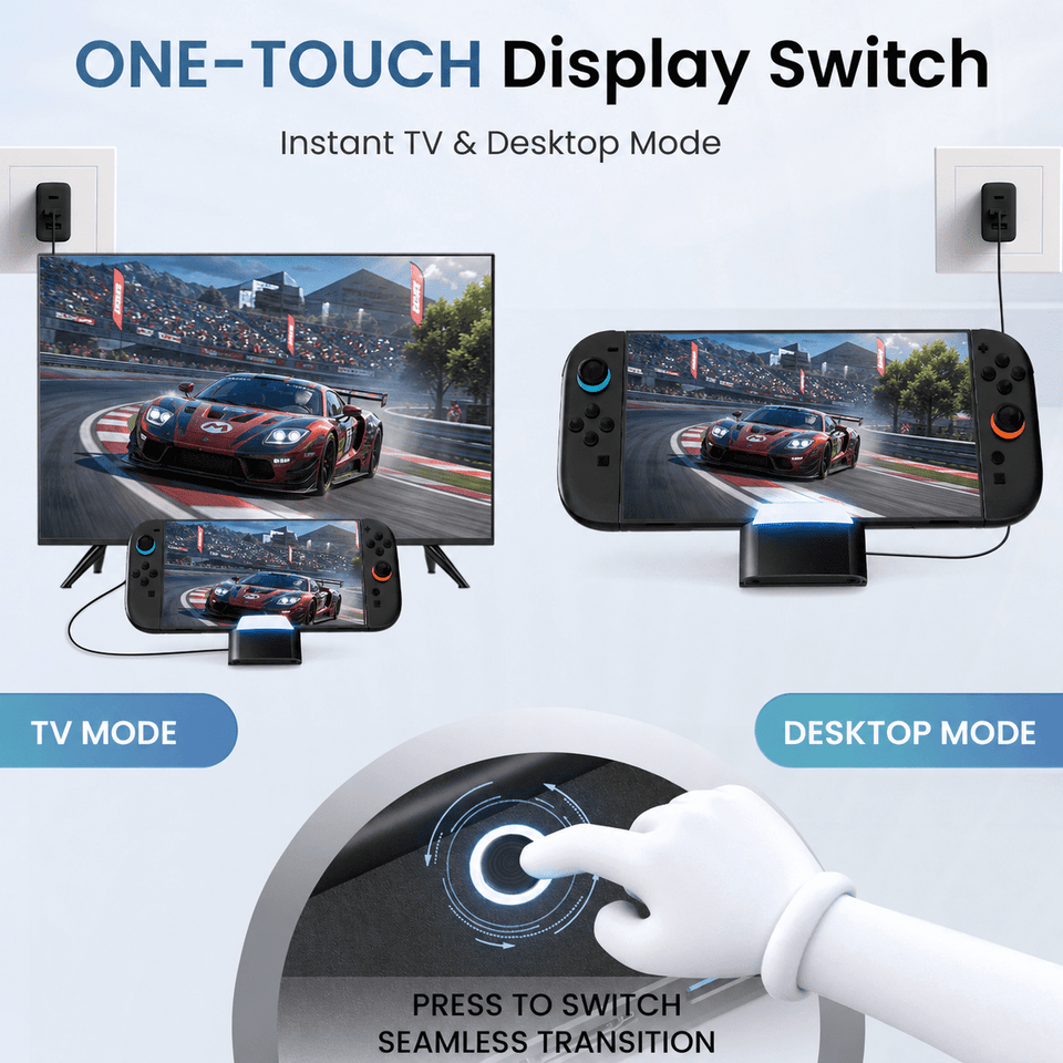 Docking Station for Nintendo Switch 2, Portable TV Dock with 4K@120Hz HDMI Output, 60W PD Charging, USB 3.0 & USB 2.0 Ports