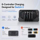 Multi-Function Charging Station for Switch 2, 4 Joy-Con Controller Charger Dock with 2 Game Card Slots & LED Indicators, Extra USB Port for Original Dock