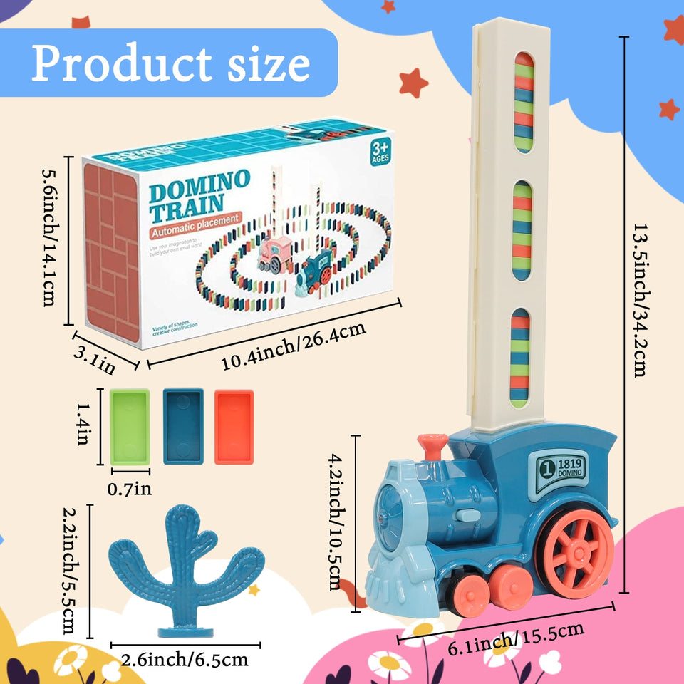 Upgrade Electric Domino Train Toy Set, Creative Automatic Domino Train, Dominoes Rally Train Sets, Locomotive Dominos Train Toys for Kids Boys and Girls Age 3-12 (120 Dominoes, Blue)
