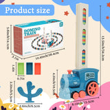 Upgrade Electric Domino Train Toy Set, Creative Automatic Domino Train, Dominoes Rally Train Sets, Locomotive Dominos Train Toys for Kids Boys and Girls Age 3-12 (120 Dominoes, Blue)