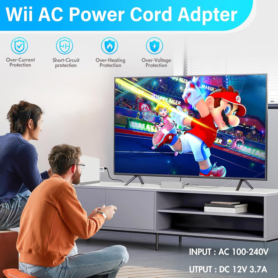 4 in 1 Wii Replacement Cables Set, PORTHOLIC Wii AC Power Adapter + Wii to hdmi Converter+ Wired Motion Sensor Bar and Composite Audio Video Cable for Nintendo Wii