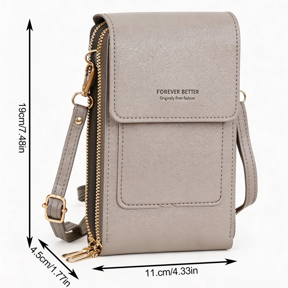 Cell Phone Bag, PU Leather Crossbody Cellphone Purse for Women, Touch Screen Cell Phone Pouch Holder Shoulder Bag RFID Blocking Wallet Handbag with Shoulder Strap
