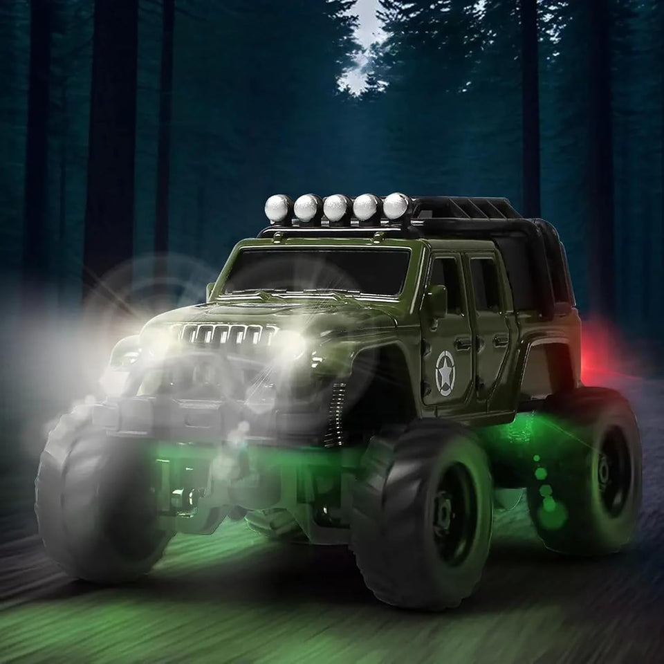 Off-Road Truck with Remote Control, 1:64 Mini Desktop Rc Truck Toy, 2.4GHz All Terrain Off-Road Trucks, LED Lights, Speed/Steering Adjustable, for Kids Christmas Birthday