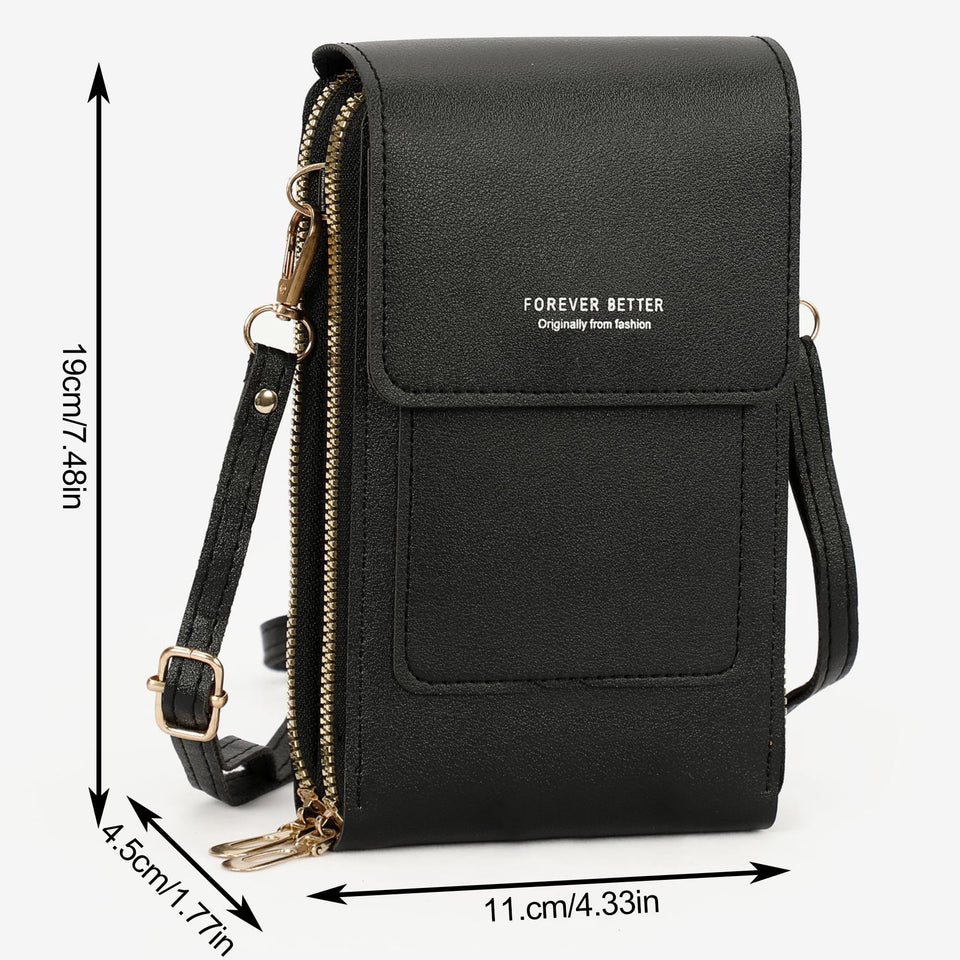 Cell Phone Bag, PU Leather Crossbody Cellphone Purse for Women, Touch Screen Cell Phone Pouch Holder Shoulder Bag RFID Blocking Wallet Handbag with Shoulder Strap