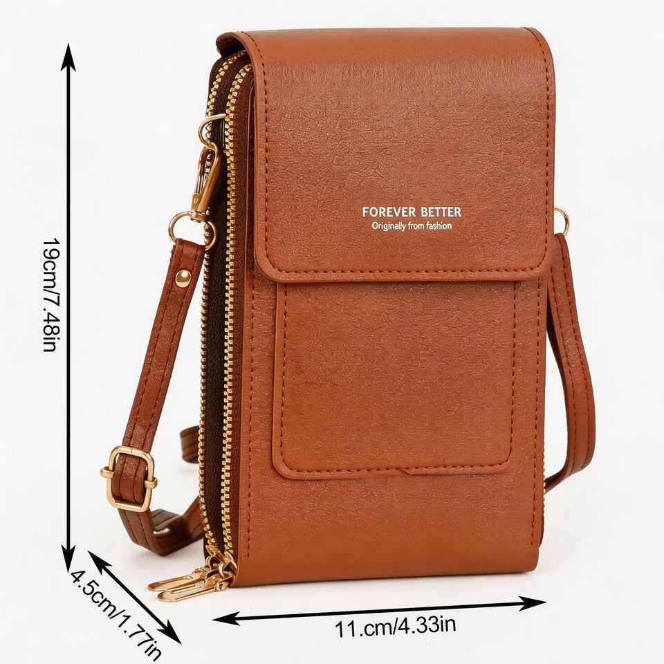 Cell Phone Bag, PU Leather Crossbody Cellphone Purse for Women, Touch Screen Cell Phone Pouch Holder Shoulder Bag RFID Blocking Wallet Handbag with Shoulder Strap