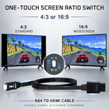 PORTHOLIC N64 to HDMI Converter, 4-in-1 HDMI Cable for GameCube SNES SFC, 4:3/16:9 Switchable, 1.5m/4.92FT, No External Power Needed