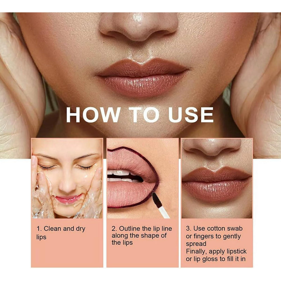 Peel Off Lip Liner Stain, 3PCS Lip Liner Peel Off Tattoo Lip Liner with Matte Finish, Waterproof, Transfer-proof, Highly Pigmented Color (Light Brown/Dark Brown/Burgundy)
