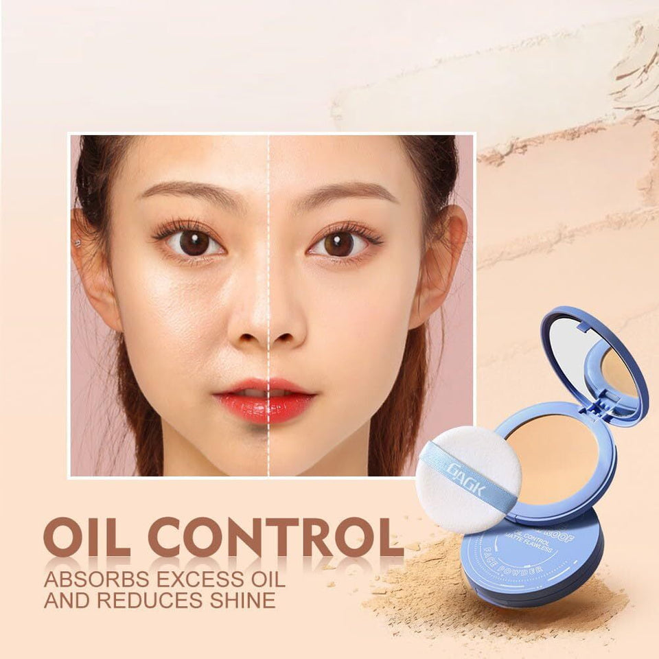Matte Perfection Pressed Powder, Oil Control Face Pressed Powder, Waterproof Pressed Powder Makeup Compact (03-Pure beige, 10g)