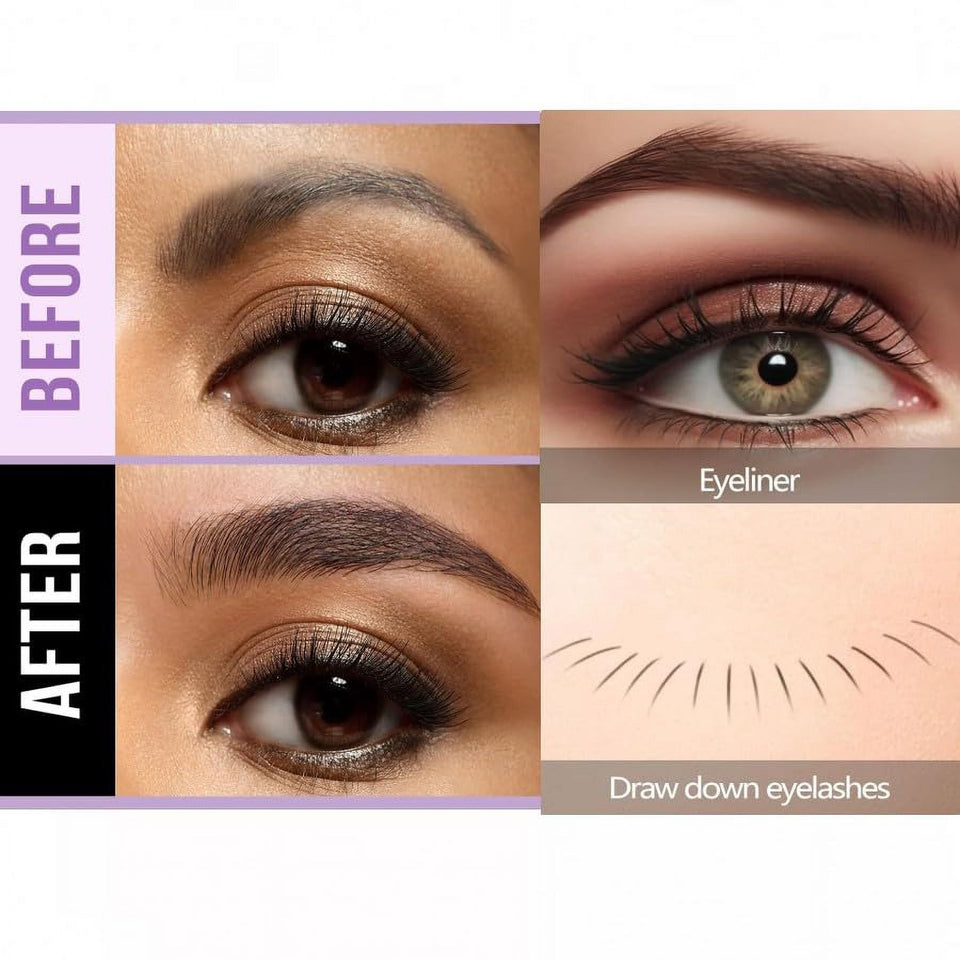 2-in-1 Microblading Eyebrow Pen Last All-Day Eyebrow Pencil Magical Waterproof Eye Brow Pencils with 4-Fork-Tip & Precise Brush-Tip for Natural Hair Like Strokes (Light Brown)